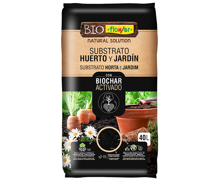 Sustrato para huerto y jardín con biochar activado 