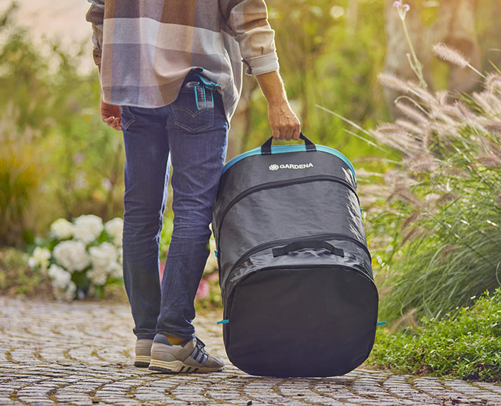 Una bolsa de jardín de 130 litros de capacidad y tres alturas 